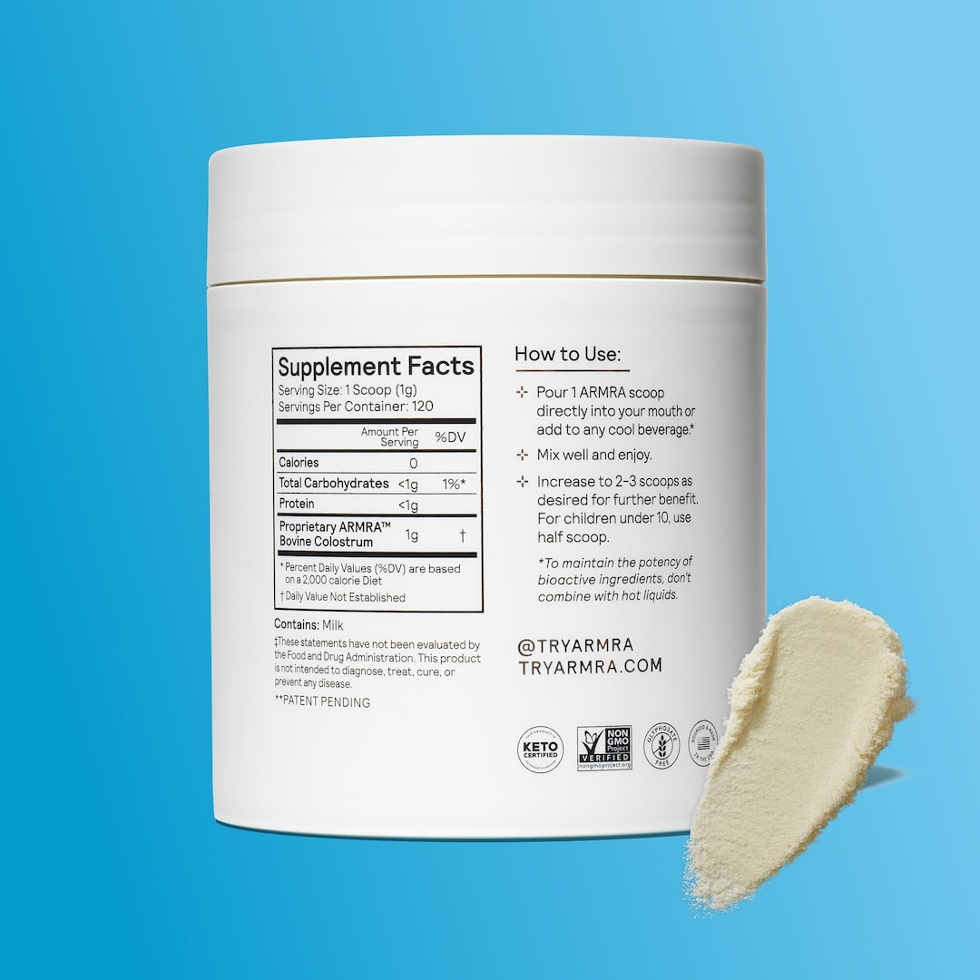 ARMRA Colostrum™ Powder | Unflavored | Gut Health & Bloating | Skin & Hair | Immunity | Keto, Gluten & Fat-Free | 120 Servings